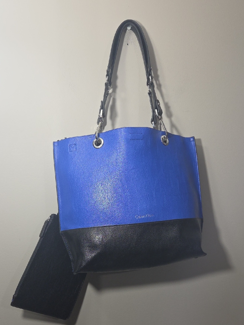 Calvin Klein Royal Blue and Black Two-Tone Tote